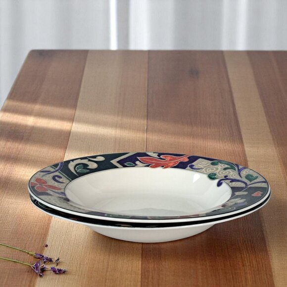 3 Pc. Christopher Stuart Optima HK201 Pasha's Palace Rimmed Soup Bowls 9.5" - Picture 5 of 14